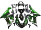 2005-2006 Kawasaki ZX6R Motorcycle Fairing - Glossy Black Green Flame UK
