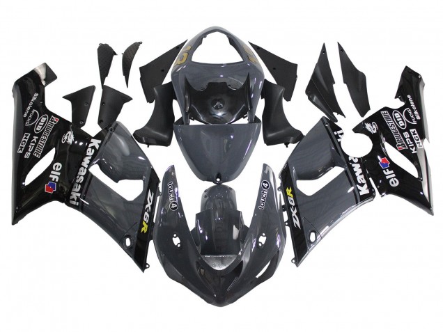 2005-2006 Kawasaki ZX6R Motorcycle Fairings - Dark Grey Black UK