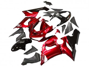 2005-2006 Kawasaki ZX6R Motorcycle Fairings - Red Black UK