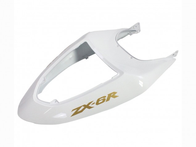 2005-2006 Kawasaki ZX6R Motorcycle Fairings - White Black Gold Ninja UK