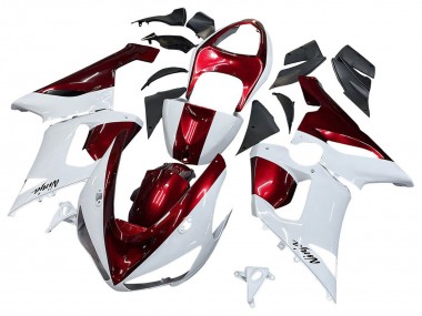 2005-2006 Kawasaki ZX6R Motorcycle Fairings - White Red UK