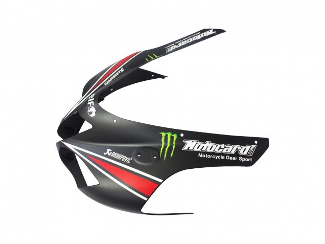 2007-2008 Kawasaki ZX6R Motorcycle Fairings - Black White Red with White Snow Decal Ninja Elf UK