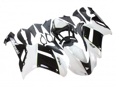 2007-2008 Kawasaki ZX6R Motorcycle Fairings - Black White Ninja UK