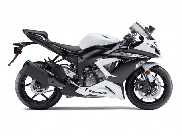 2009-2012 Kawasaki ZX6R Motorcycle Fairing - White Matte Black UK
