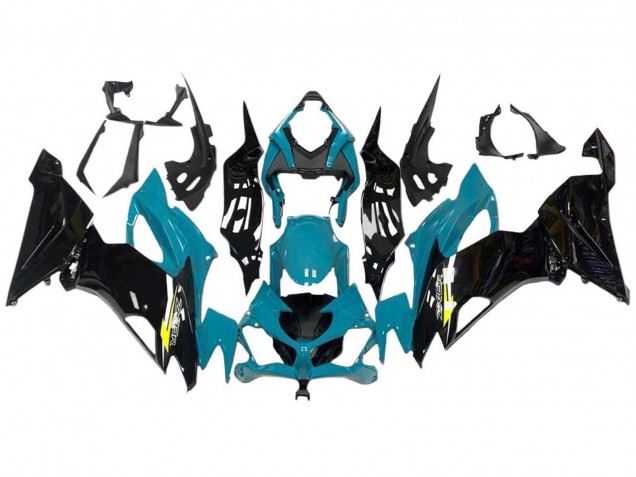 2009-2012 Kawasaki ZX6R Motorcycle Fairings - Light Blue Glossy Black Yellow UK