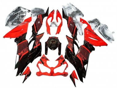 2019-2022 Kawasaki ZX6R Motorcycle Fairings - Red Glossy Black Honeycomb UK