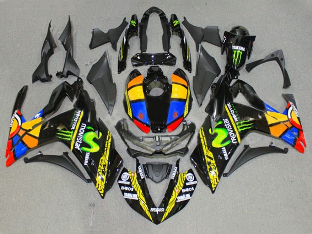 2015-2018 Yamaha YZF R3/R25 Motorcycle Fairings - Glossy Black Yellow White Blue ENEOS Monster MoviStar Color Wheel UK