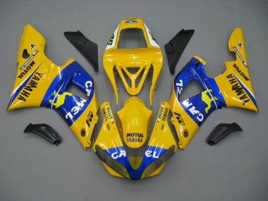 2000-2001 Yamaha YZF 1000 R1 Motorcycle Fairings - White Yellow Blue Motul Camel UK