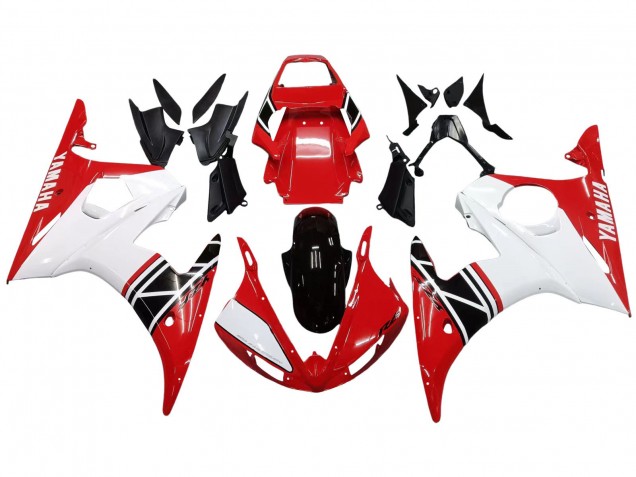 2006-2009 Yamaha YZF R6S Motorcycle Fairing - White Red Glossy Black UK