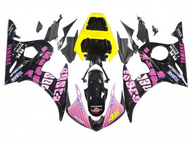 2003-2004 Yamaha YZF R6 Motorcycle Fairings - Yellow Pink Glossy Black Rossi Repsol 46 UK