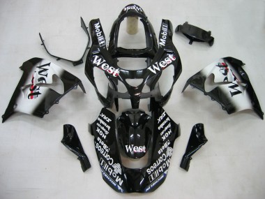 2000-2001 Kawasaki ZX9R Motorcycle Fairings - Glossy Black White West UK