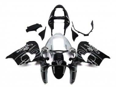 2002-2003 Kawasaki ZX9R Motorcycle Fairings - Glossy Black White Corona Extra UK