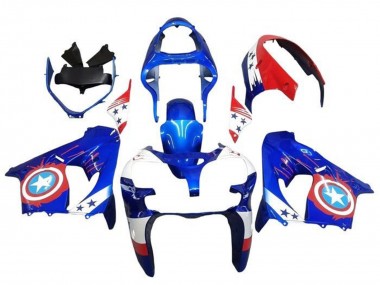 2002-2003 Kawasaki ZX9R Motorcycle Fairings - Blue White Red Captain America Star UK