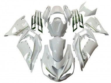 2012-2024 Kawasaki ZX14R ZZR1400 Motorcycle Fairings - White Green Silver Stripe UK