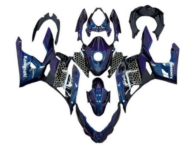 2018-2024 Kawasaki Ninja 400 Motorcycle Fairings - Blue White Honeycomb UK