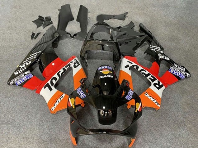 2000-2001 Honda CBR900RR 929 Motorcycle Fairings - Orange White Red Glossy Black Repsol UK