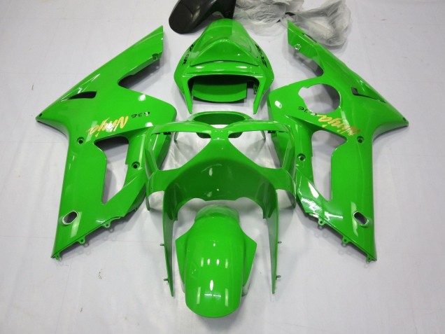 2003-2004 Kawasaki ZX6R Motorcycle Fairings - Green Gold Decal UK