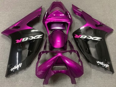2003-2004 Kawasaki ZX6R Motorcycle Fairing - Purple Glossy Black UK