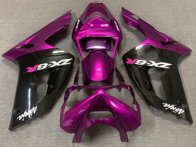 2003-2004 Kawasaki ZX6R Motorcycle Fairing - Purple Glossy Black UK