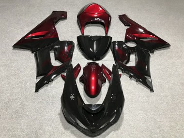 2005-2006 Kawasaki ZX6R Motorcycle Fairings - Red Glossy Black UK