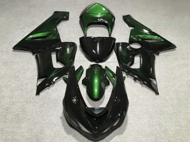 2005-2006 Kawasaki ZX6R Motorcycle Fairings - Green Glossy Black UK