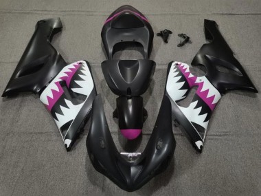2005-2006 Kawasaki ZX6R Motorcycle Fairings - Matte Black White Pink Shark UK