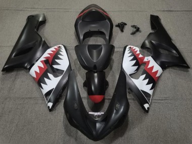 2005-2006 Kawasaki ZX6R Motorcycle Fairings - Matte Black White Red Shark UK
