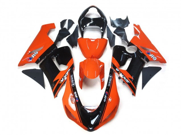 2005-2006 Kawasaki ZX6R Motorcycle Fairings - Orange Black Elf UK