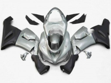 2005-2006 Kawasaki ZX6R Motorcycle Fairings - Silver Matte Black UK