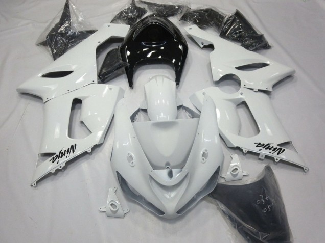 2005-2006 Kawasaki ZX6R Motorcycle Fairings - White Black UK
