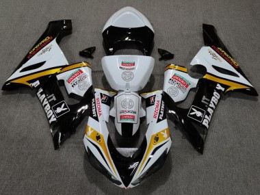2005-2006 Kawasaki ZX6R Motorcycle Fairings - White Black Gold Red Rizoma Playboy UK