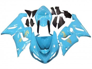 2005-2006 Kawasaki ZX6R Motorcycle Fairings - Light Blue Gold UK