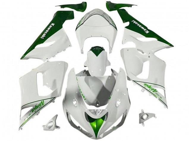 2005-2006 Kawasaki ZX6R Motorcycle Fairings - White Green UK