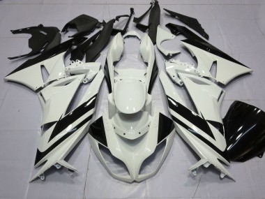 2009-2012 Kawasaki ZX6R Motorcycle Fairings - White Glossy Black Stripe UK