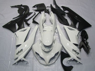2009-2012 Kawasaki ZX6R Motorcycle Fairings - White Matte Black UK