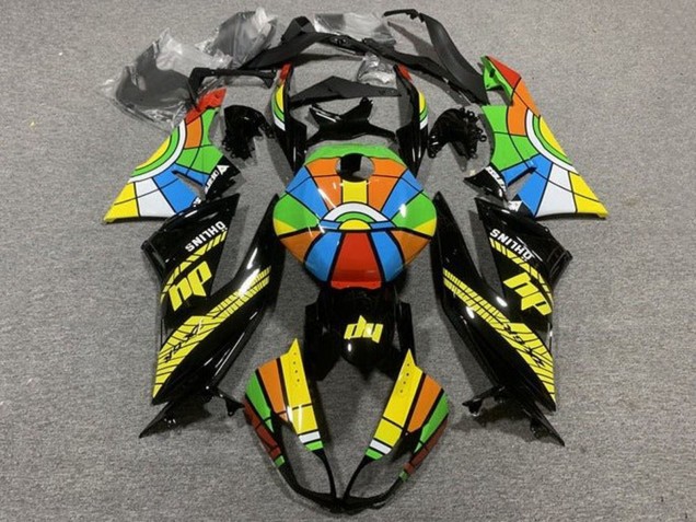 2009-2012 Kawasaki ZX6R Motorcycle Fairings - Glossy Black Multicolor UK