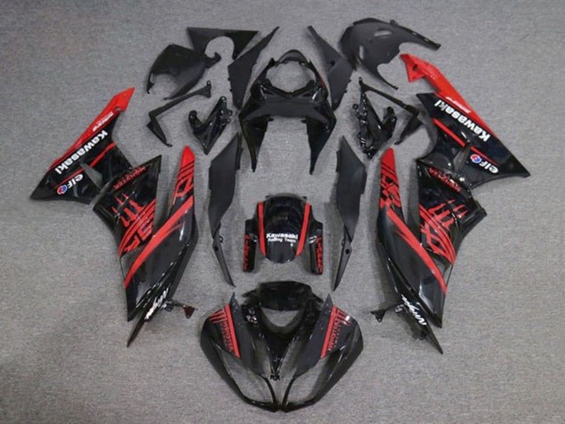 2009-2012 Kawasaki ZX6R Motorcycle Fairings - Glossy Black Red Monster UK