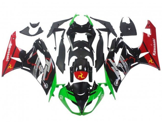 2009-2012 Kawasaki ZX6R Motorcycle Fairings - Green Glossy Black Red UK