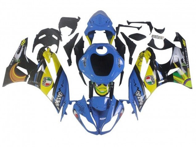 2009-2012 Kawasaki ZX6R Motorcycle Fairings - Blue Yellow Shark UK
