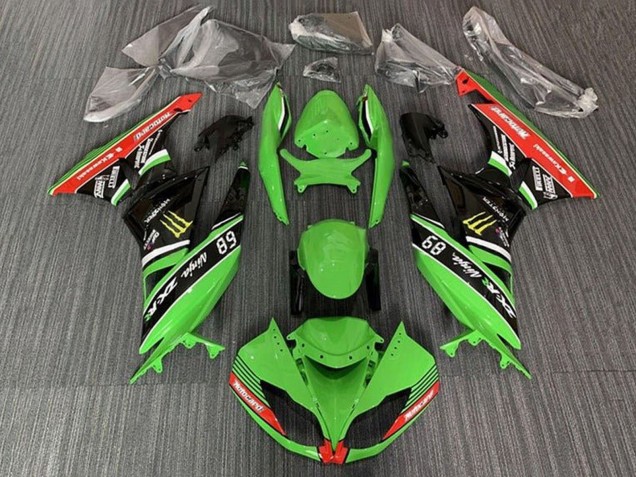 2009-2012 Kawasaki ZX6R Motorcycle Fairings - Green Glossy Black Red Yellow Monster Motocard UK