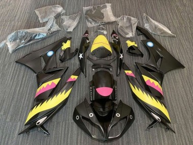 2009-2012 Kawasaki ZX6R Motorcycle Fairings - Yellow Pink Matte Black Shark UK