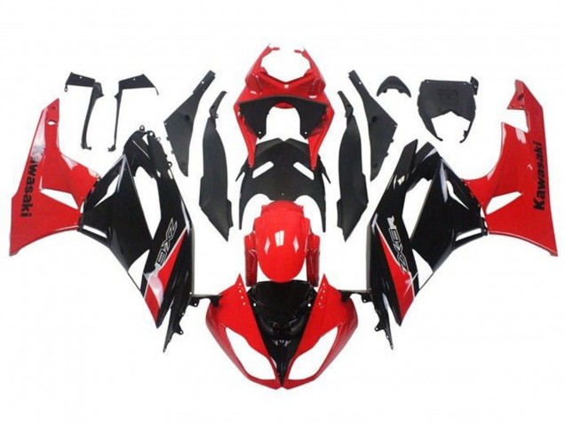 2009-2012 Kawasaki ZX6R Motorcycle Fairing - Red Glossy Black UK