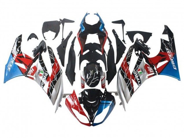2009-2012 Kawasaki ZX6R Motorcycle Fairings - Blue Red Glossy Black Silver UK