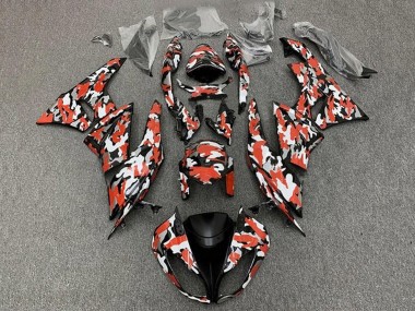 2009-2012 Kawasaki ZX6R Motorcycle Fairings - Red White Black Camouflage UK