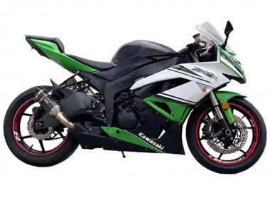 2009-2012 Kawasaki ZX6R Motorcycle Fairings - White Green Black UK