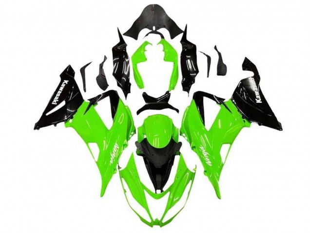 2013-2018 Kawasaki ZX6R Motorcycle Fairing Kits - Green Glossy Black UK