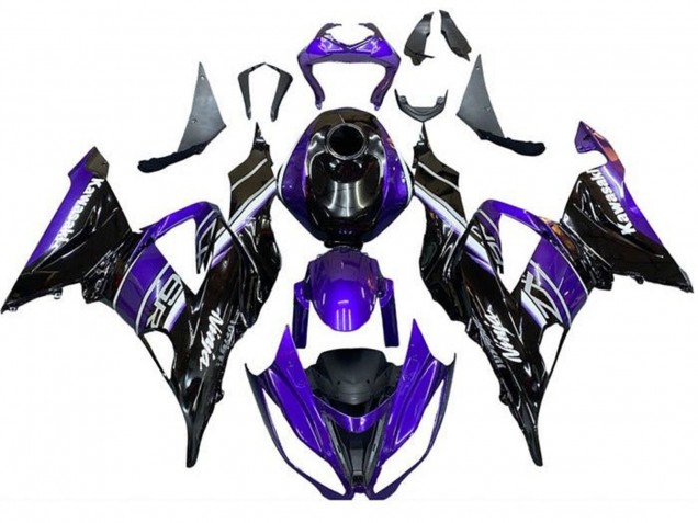 2013-2018 Kawasaki ZX6R Motorcycle Fairing - Blue Glossy Black UK