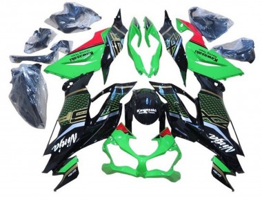 2019-2022 Kawasaki ZX6R Motorcycle Fairings - Green Red Glossy Black Honeycomb UK