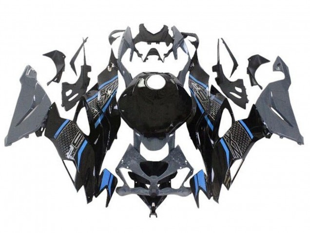 2019-2022 Kawasaki ZX6R Motorcycle Fairings - Grey Blue Black Honeycomb UK