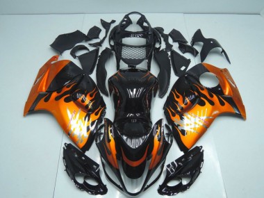 2008-2020 Glossy Black Orange Flame Suzuki GSXR 1300 Hayabusa Motorcycle Fairings UK
